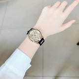  Shop Authentic Guess Queen Quartz Gold Dial Black Silicone Strap Watch For Women - GW0536L3 - Luxxuri