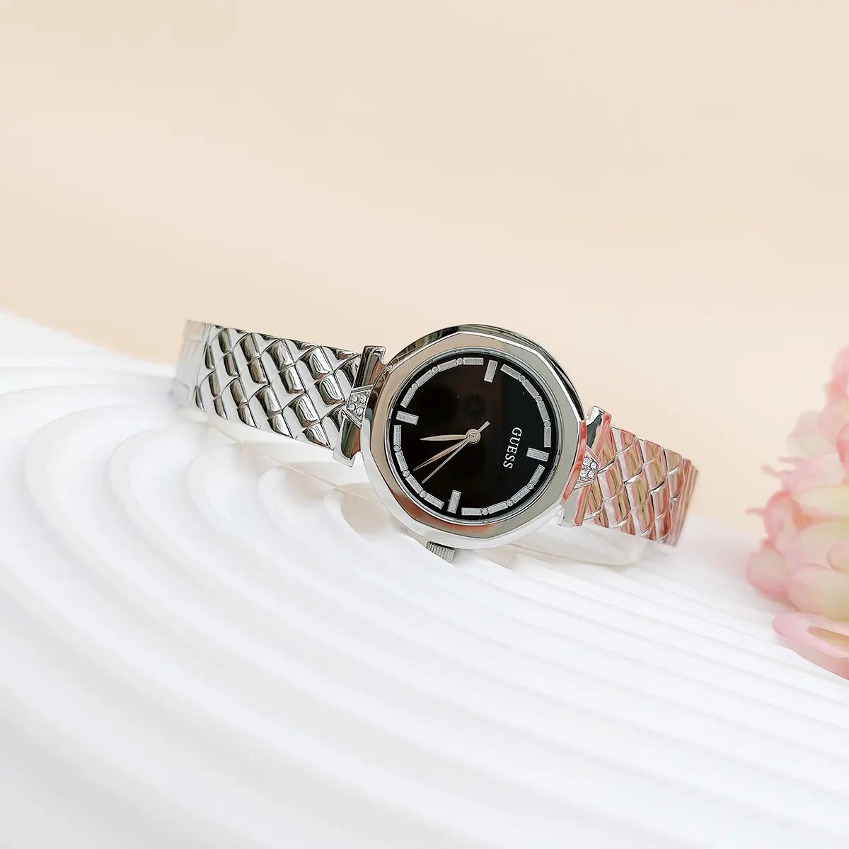  Shop Authentic Guess Rumour Quartz Black Dial Silver Steel Strap Watch For Women - GW0613L1 - Luxxuri