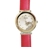  Shop Authentic Guess Trend Dragon Gold Dial Red Leather Strap Watch For Women - GW0646L1 - Luxxuri