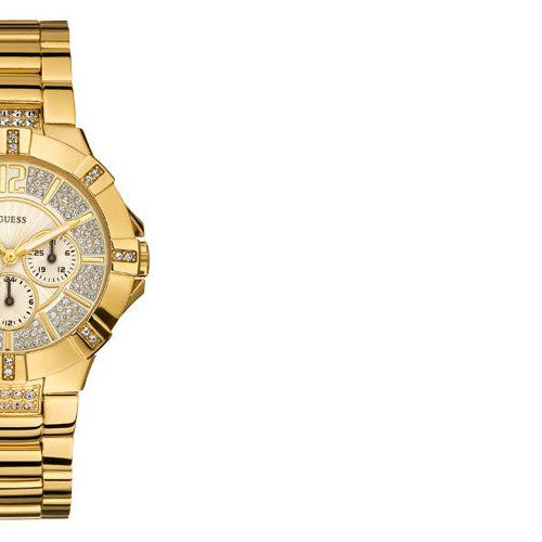  Shop Authentic Guess Vista Diamonds Gold Dial Gold Steel Strap Watch for Women - W13573L1 - Luxxuri