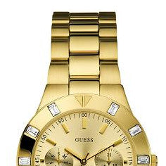  Shop Authentic Guess Glisten Analog Gold Dial Gold Steel Strap Watch For Women - W13576l1 - Luxxuri