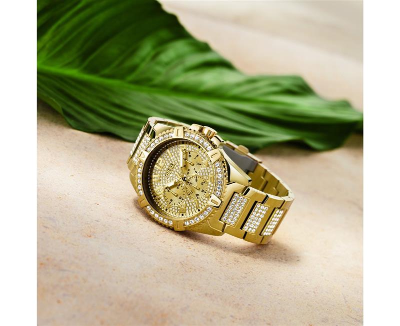  Shop Authentic Guess Frontier Diamonds Gold Dial Gold Steel Strap Watch For Women - W1156L2 - Luxxuri