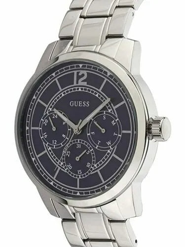 Guess Horizon Chronograph Quartz Black Dial Silver Steel Strap Watch For Men - W0379G1