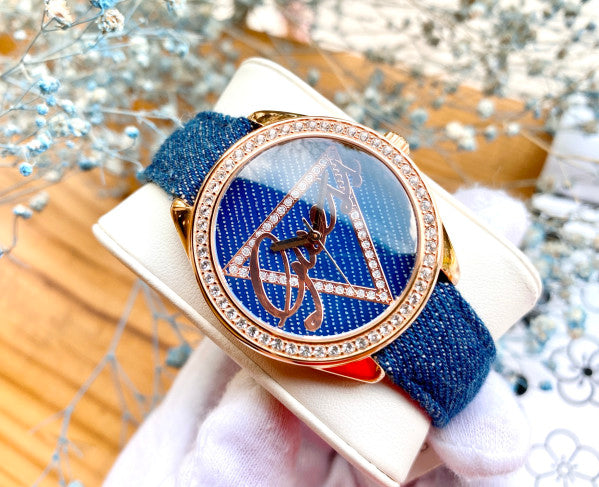 Guess Little Flirt Quartz Blue Dial Blue Leather Strap Watch For Women - W0456L6