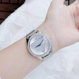  Shop Authentic Guess Tri Glitz Quartz Silver Dial Silver Mesh Bracelet Watch For Women - W1142L1 - Luxxuri