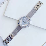  Shop Authentic Guess Tri Glitz Quartz Silver Dial Silver Mesh Bracelet Watch For Women - W1142L1 - Luxxuri