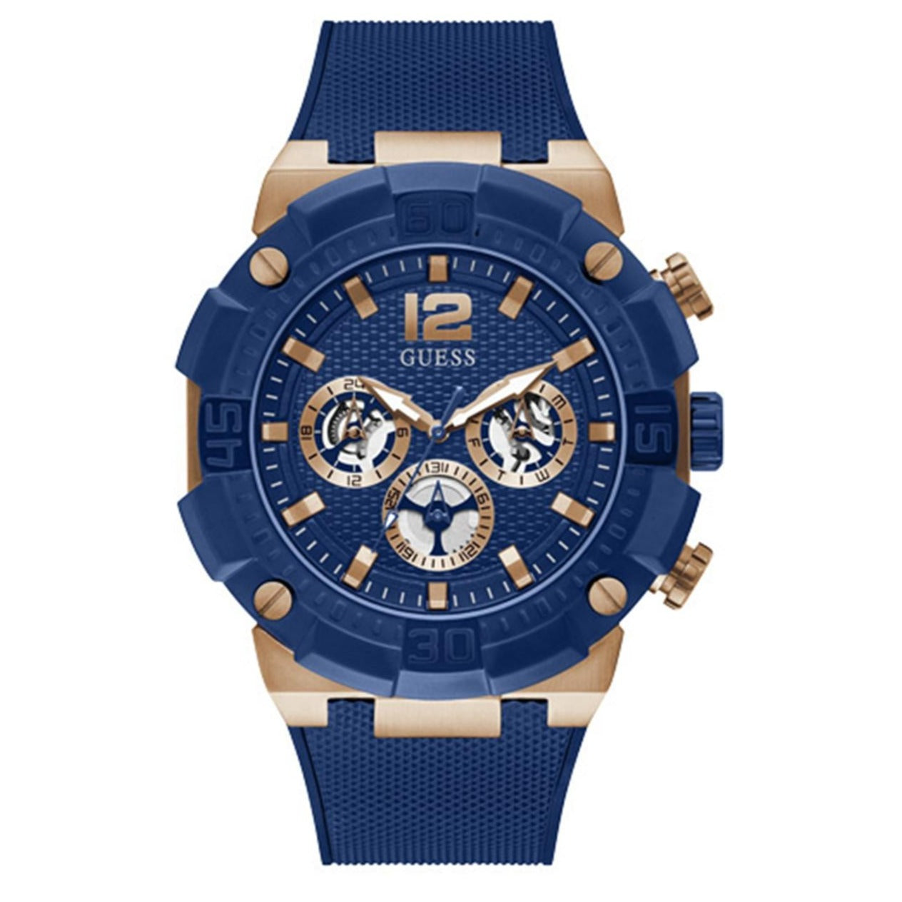  Shop Authentic Guess Navigator Chronograph Blue Dial Blue Rubber Strap Watch for Men - GW0264G4 - Luxxuri