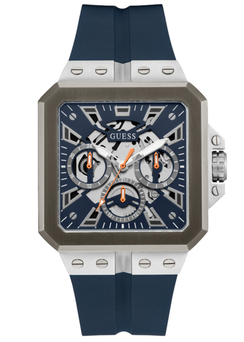  Shop Authentic Guess Leo Chronograph Navy Blue Dial Blue Silicone Strap Watch For Men - GW0637G1 - Luxxuri