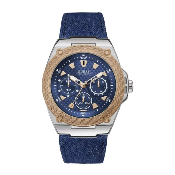  Shop Authentic Guess Legacy Analog Blue Dial Blue Denim Strap Watch for Men - W1058G1 - Luxxuri