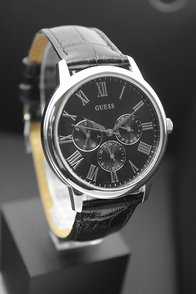  Shop Authentic Guess Wafer Analog Black Dial Black Leather Strap Watch For Men - W70016G1 - Luxxuri