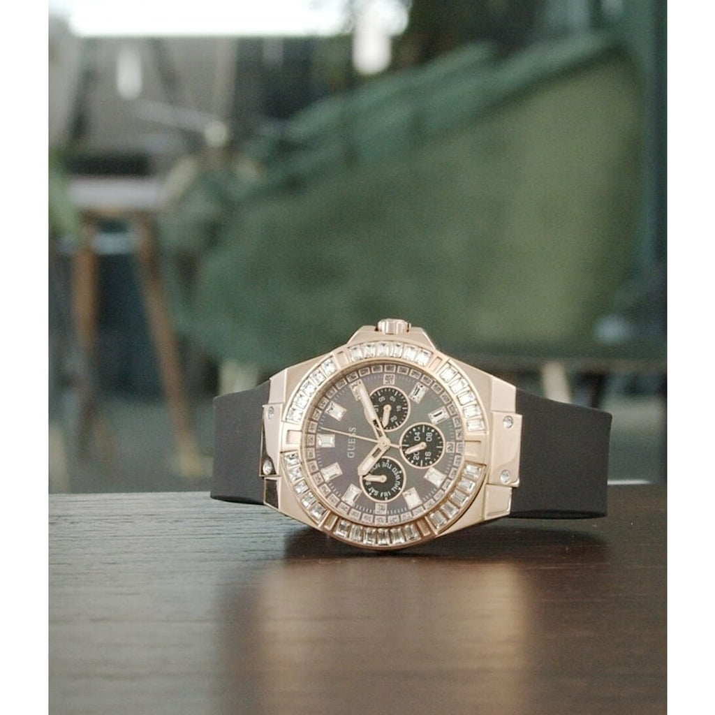  Shop Authentic Guess Venus Diamonds Black Dial Black Rubber Strap Watch for Women - GW0118L2 - Luxxuri