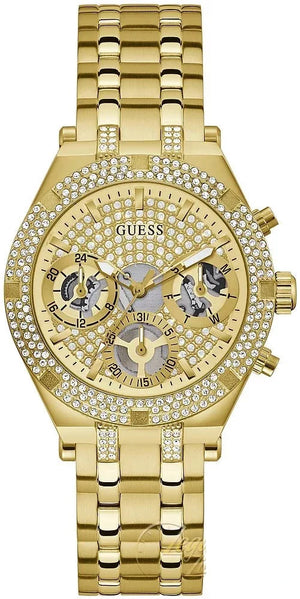  Shop Authentic Guess Heiress Multifunction Diamonds Gold Dial Gold Steel Strap Watch for Women - GW0440L2 - Luxxuri