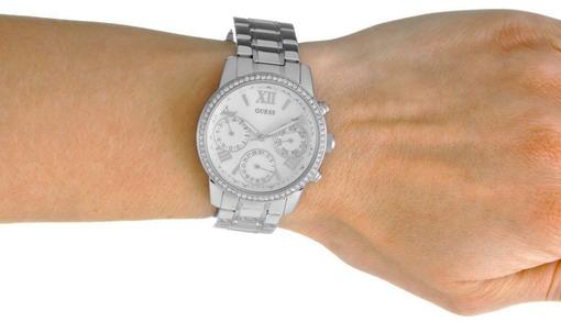  Shop Authentic Guess Mini Sunrise Chronograph Quartz Silver Dial Silver Steel Strap Watch For Women - W0623L1 - Luxxuri