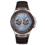  Shop Authentic Guess Rigor Analogue Quartz Blue Dial Brown Leather Strap Watch For Men - W0040G10 - Luxxuri