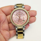  Shop Authentic Michael Kors Parker Pink Dial Two Tone Steel Strap Watch for Women - MK6140 - Luxxuri