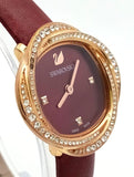  Shop Authentic Swarovski Crystal Flower Red Dial Red Leather Strap Watch for Women - 5552780 - Luxxuri
