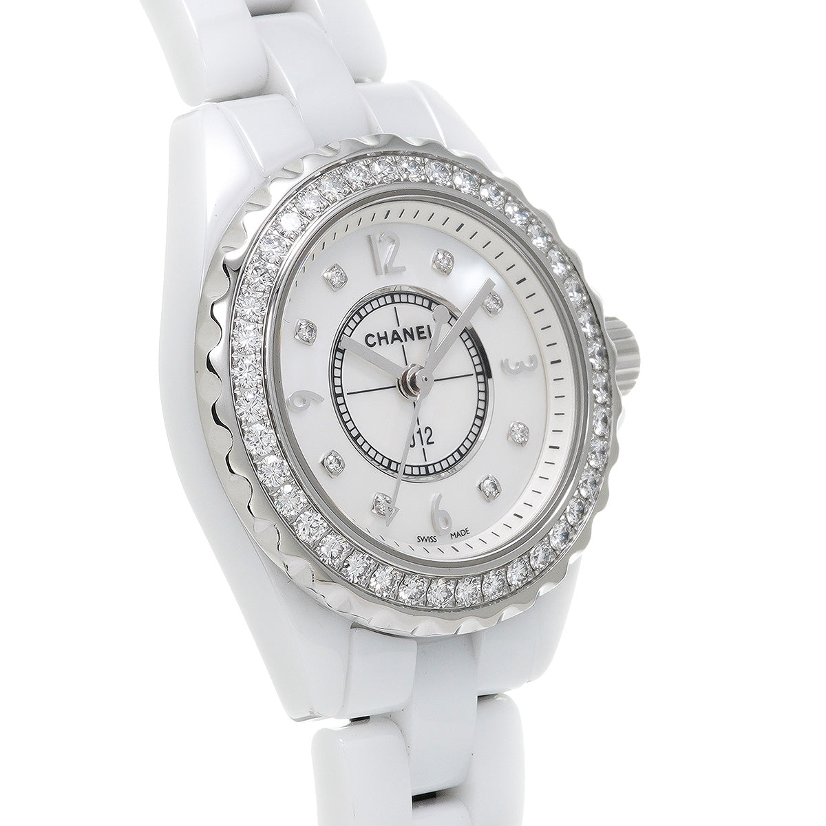 Chanel J12 Diamonds Quartz White Dial White Steel Strap Watch for Women - J12 H2572