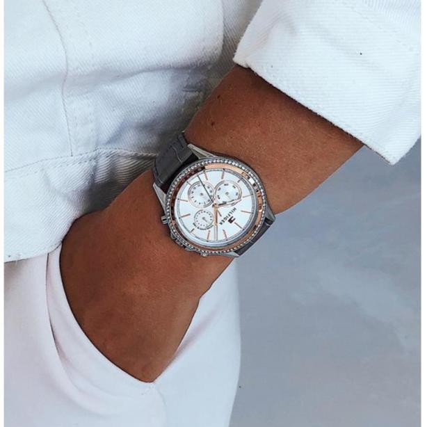  Shop Authentic Tommy Hilfiger Ari Diamonds White Dial Grey Leather Strap Watch for Women - 1781980 - Luxxuri