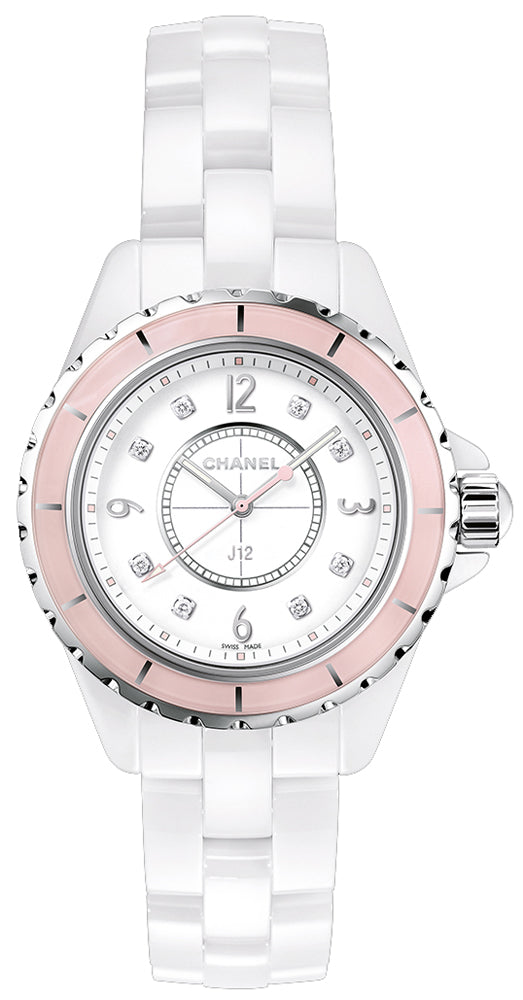  Shop Authentic Chanel J12 Quartz Diamonds Ceramic White Dial White Steel Strap Watch for Women - J12 H4466 - Luxxuri