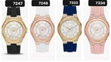  Shop Authentic Michael Kors Lennox Three Hand Crystals Silver Dial Black Silicone Strap Watch For Women - MK7247 - Luxxuri