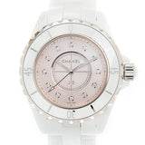  Shop Authentic Chanel J12 Quartz Diamonds Pink Dial White Steel Strap Watch for Women - J12 H5513 - Luxxuri