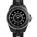  Shop Authentic Chanel J12 Quartz Diamonds Black Dial Black Steel Strap Watch for Women - J12 H5701 - Luxxuri