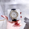 Michael Kors Lennox Three Hand Crystals Silver Dial Black Silicone Strap Watch For Women - MK7247