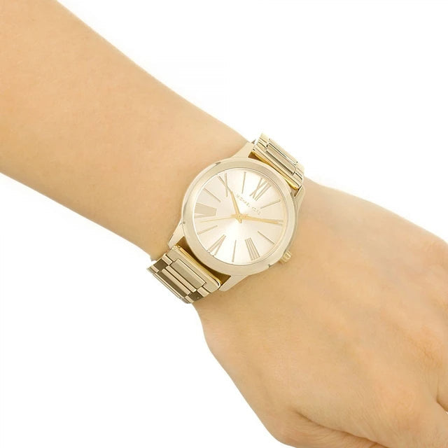  Shop Authentic Michael Kors Hartman Quartz Gold Dial Gold Steel Strap Watch For Women - MK3490 - Luxxuri