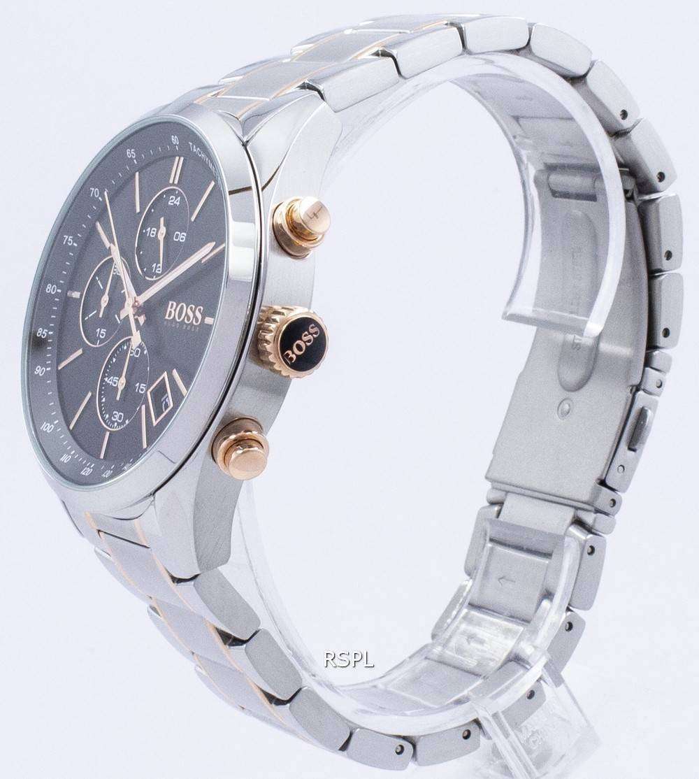  Shop Authentic Hugo Boss Grand Prix Black Dial Two Tone Steel Strap Watch for Men - 1513473 - Luxxuri