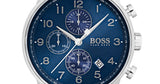  Shop Authentic Hugo Boss Navigator Chronograph Blue Dial Silver Steel Strap Watch for Men - 1513498 - Luxxuri