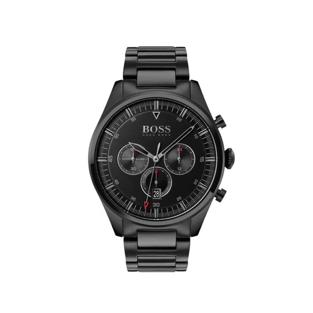 Hugo Boss Pioneer Black Dial Black Steel Strap Watch for Men - 1513714