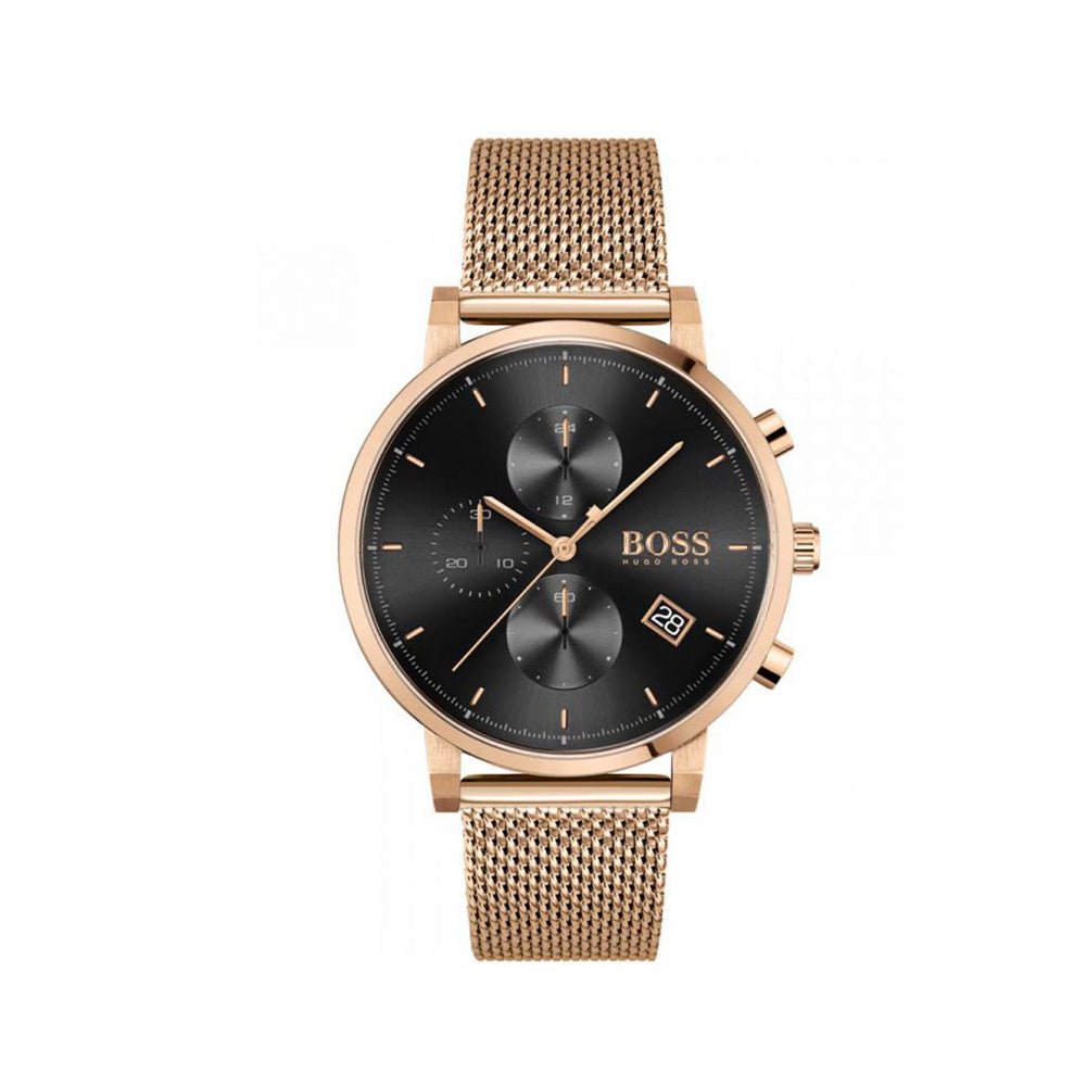  Shop Authentic Hugo Boss Integrity Black Dial Gold Mesh Bracelet Watch for Men - 1513808 - Luxxuri