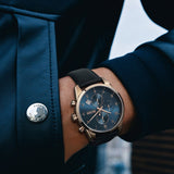  Shop Authentic Hugo Boss Skymaster Chronograph Blue Dial Black Leather Strap Watch for Men - 1513783 - Luxxuri