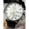 Shop Authentic Hugo Boss Aeroliner Chronoraph White Dial Brown Leather Strap Watch For Men - HB1512447 - Luxxuri