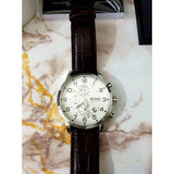 Shop Authentic Hugo Boss Aeroliner Chronoraph White Dial Brown Leather Strap Watch For Men - HB1512447 - Luxxuri