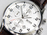  Shop Authentic Hugo Boss Aeroliner Chronoraph White Dial Brown Leather Strap Watch For Men - HB1512447 - Luxxuri