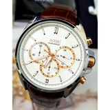 Shop Authentic Hugo Boss Driver Chronograph Silver Dial Brown Leather Strap Watch For Men - 1512881 - Luxxuri