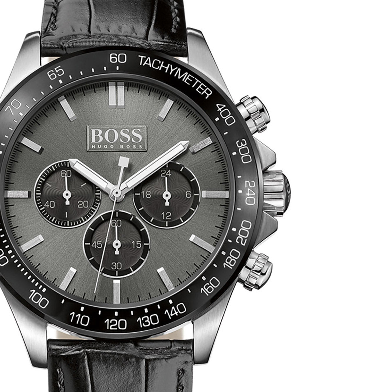  Shop Authentic Hugo Boss Ikon Grey Dial Black Leather Strap Watch for Men - 1513177 - Luxxuri