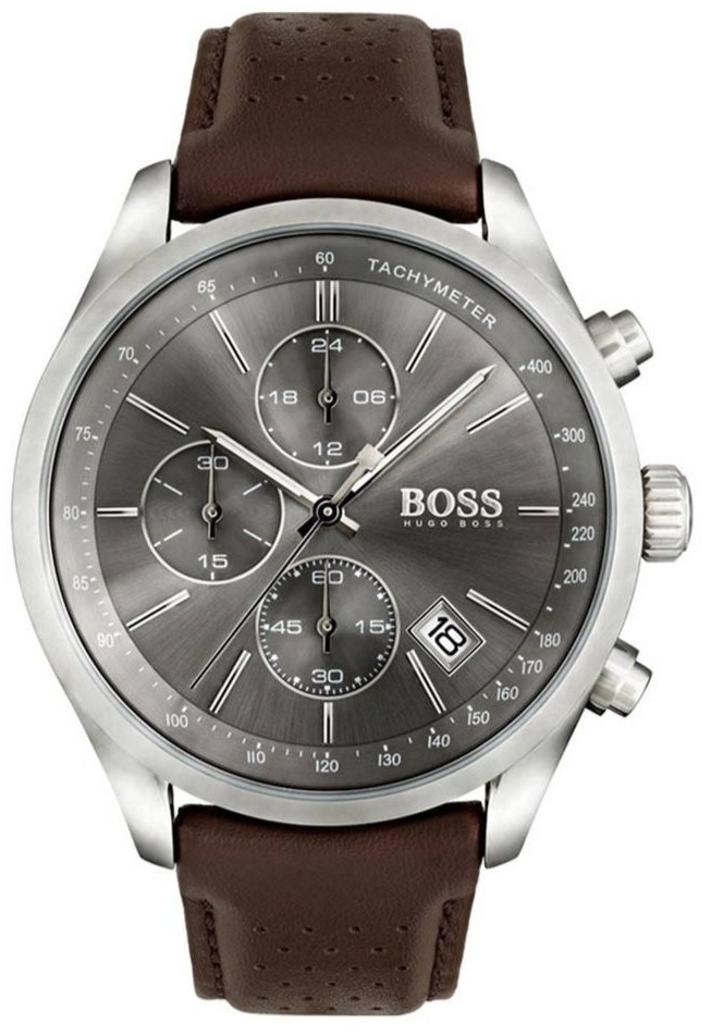  Shop Authentic Hugo Boss Grand Prix Grey Dial Brown Leather Strap Watch for Men -  1513476 - Luxxuri