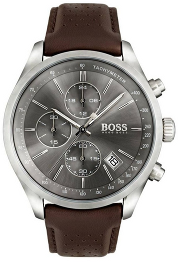  Shop Authentic Hugo Boss Grand Prix Grey Dial Brown Leather Strap Watch for Men -  1513476 - Luxxuri