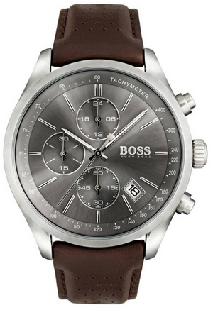  Shop Authentic Hugo Boss Grand Prix Grey Dial Brown Leather Strap Watch for Men -  1513476 - Luxxuri