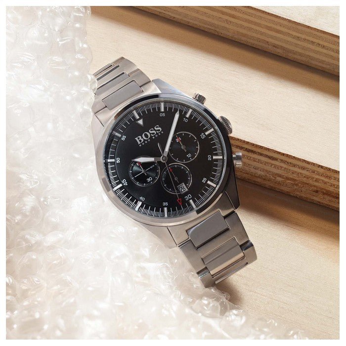  Shop Authentic Hugo Boss Pioneer Black Dial Silver Steel Strap Watch for Men - 1513712 - Luxxuri