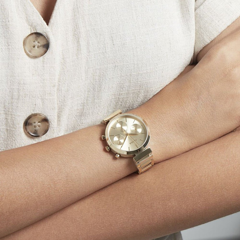  Shop Authentic Hugo Boss Flawless Gold Dial Gold Steel Strap Watch for Women - 1502532 - Luxxuri