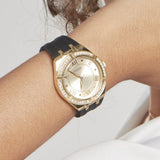  Shop Authentic Guess Cosmo Diamonds Gold Dial Black Rubber Strap Watch for Women - GW0034L1 - Luxxuri