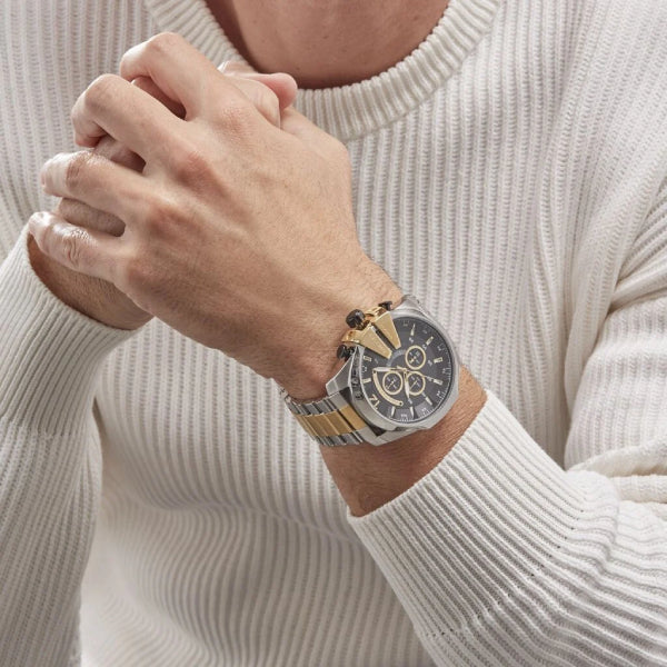  Shop Authentic Diesel Mega Chief Chronograph Black Dial Two Tone Steel Strap Watch For Men - DZ4581 - Luxxuri