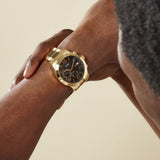  Shop Authentic Guess Atlas Chronograph Black Dial Gold Steel Strap Watch for Men - W0668G8 - Luxxuri
