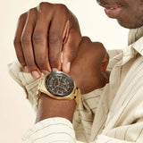  Shop Authentic Michael Kors Brecken Chronograph Black Dial Gold Steel Strap Watch For Men - MK8848 - Luxxuri