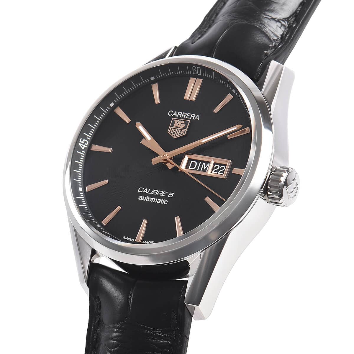  Shop Authentic Tag Heuer Carrera Calibre 5 Automatic Black Dial Black Leather Strap Watch for Men - WAR201C.FC6266 - Luxxuri