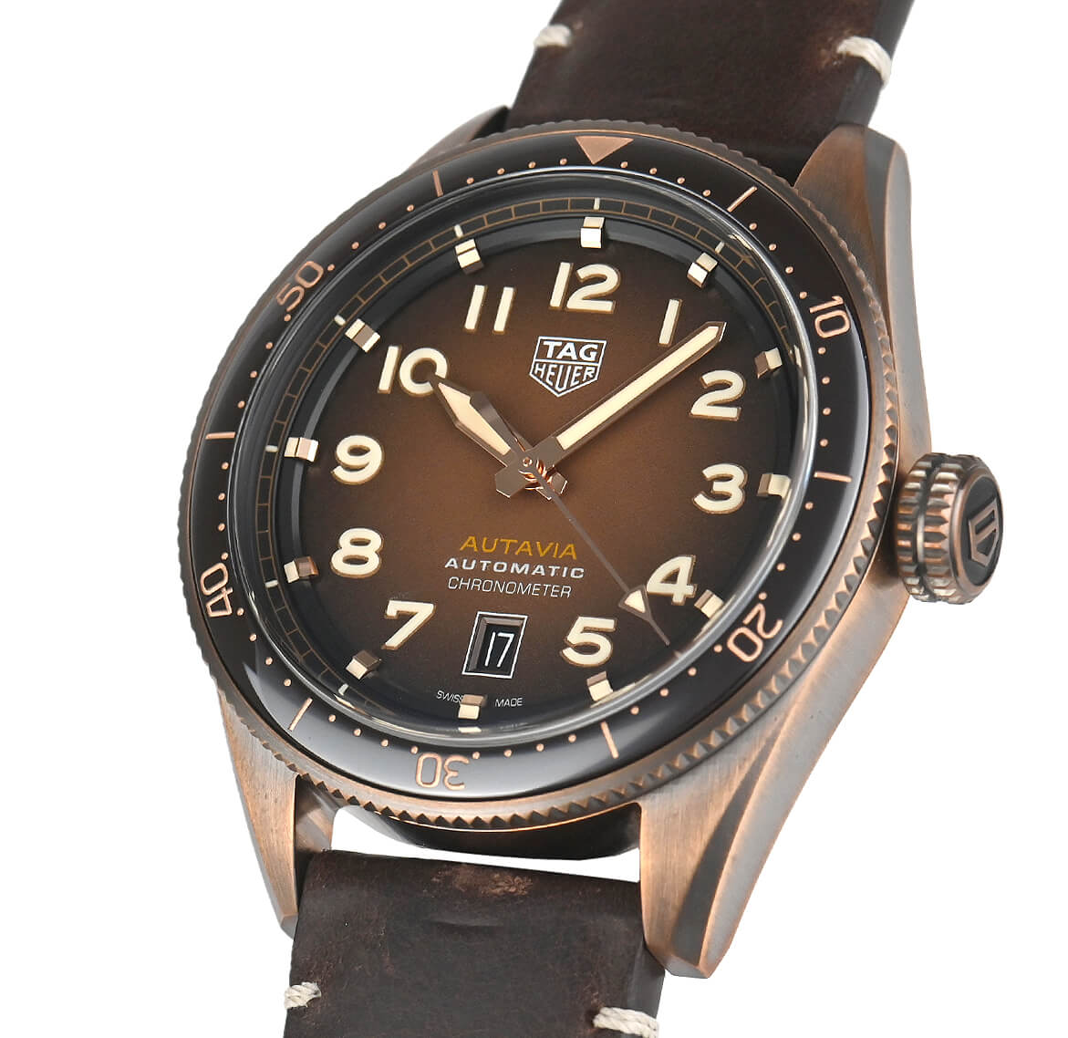  Shop Authentic Tag Heuer Autavia Brown Dial Brown Leather Strap Watch for Men - WBE5191.FC8276 - Luxxuri