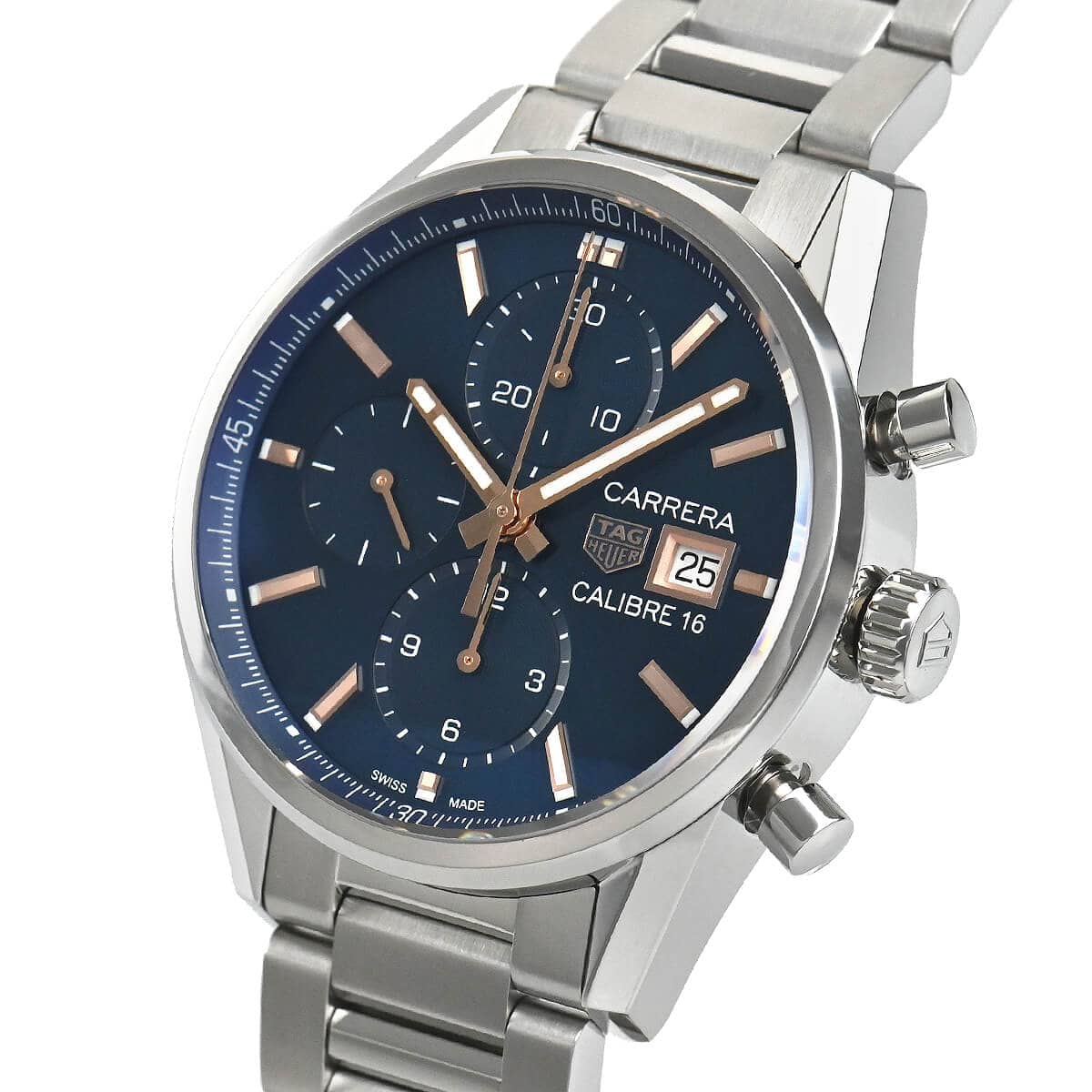  Shop Authentic Tag Heuer Carrera Automatic Chronograph Blue Dial Silver Steel Strap Watch for Men - CBK2115.BA0715 - Luxxuri
